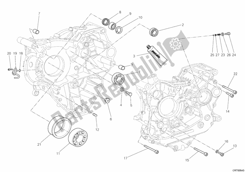 All parts for the Crankcase Bearings of the Ducati Multistrada 1200 S Touring 2012